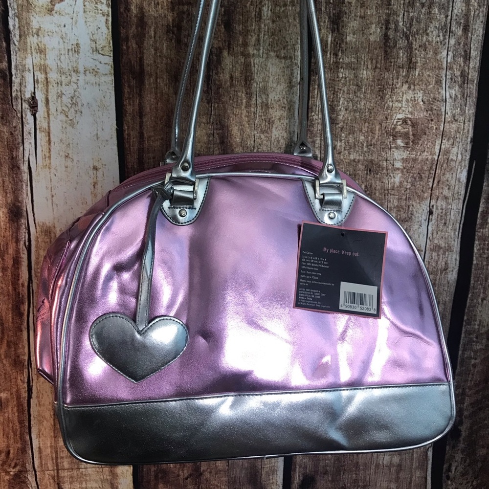 Boots & Barkley Pink Metallic Pet Carrier